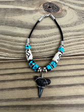 Load image into Gallery viewer, Shark Tooth Bracelet With Turquoise/Black Beads and Bone Beads
