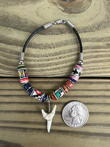 White Shark Tooth Bracelet With Peruvian Style Beads