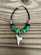 Load image into Gallery viewer, White Shark Tooth Bracelet With Black and Lime Beads
