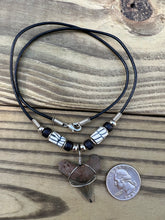 Load image into Gallery viewer, 1 3/8 inch Fossilized Angustiden Shark Tooth Necklace featuring Black and White Beads
