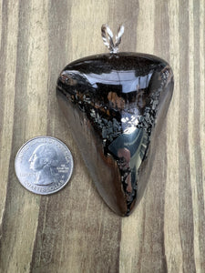 2 9/16 Inch Pyrite Inlayed Megalodon Shark Tooth Pendant