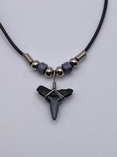 Load image into Gallery viewer, Shark Tooth Necklace With Gray Beads
