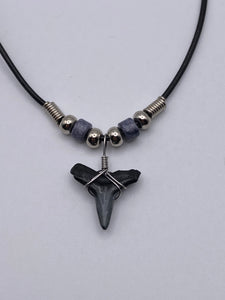 Shark Tooth Necklace With Gray Beads