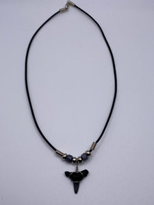 Shark Tooth Necklace With Gray Beads