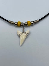 Load image into Gallery viewer, White Shark Tooth Necklace With Yellow Beads
